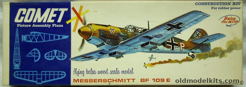 Comet Messerschmitt Bf-109E - 18 inch Wingspan Flying Balsa Model Airplane, 3306-198 plastic model kit